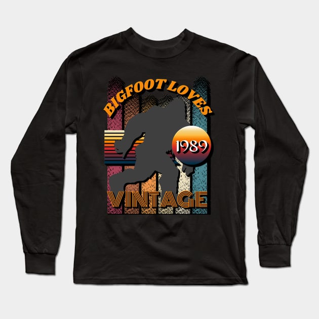 Bigfoot Loves Vintage 1989 Long Sleeve T-Shirt by Scovel Design Shop